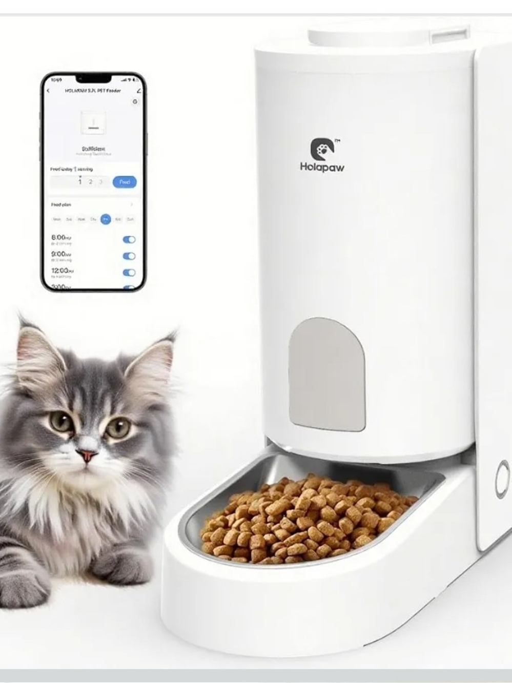 HOLAPAW Automatic Cat Feeder WiFi 3.7L Timed Pet Food Dispenser APP Control A3